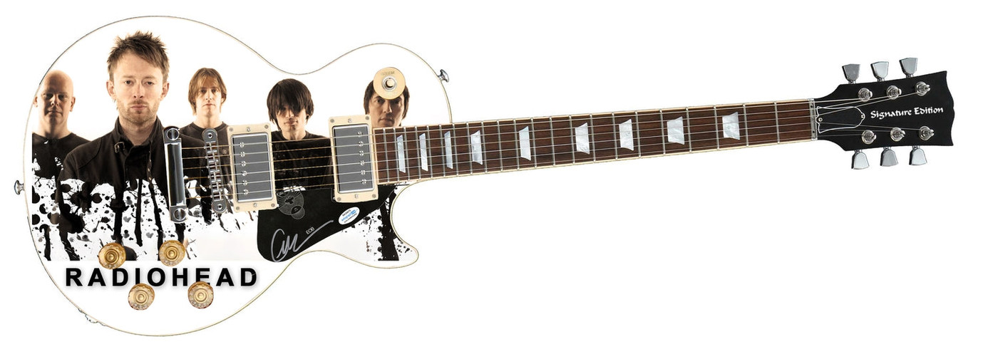 Radiohead Ed O�Brien Signed Custom Graphics 1/1 Photo Guitar ACOA