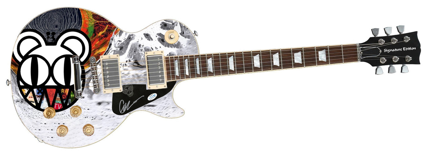 Radiohead Ed O?Brien Signed Custom Graphics 1/1 Photo Guitar ACOA