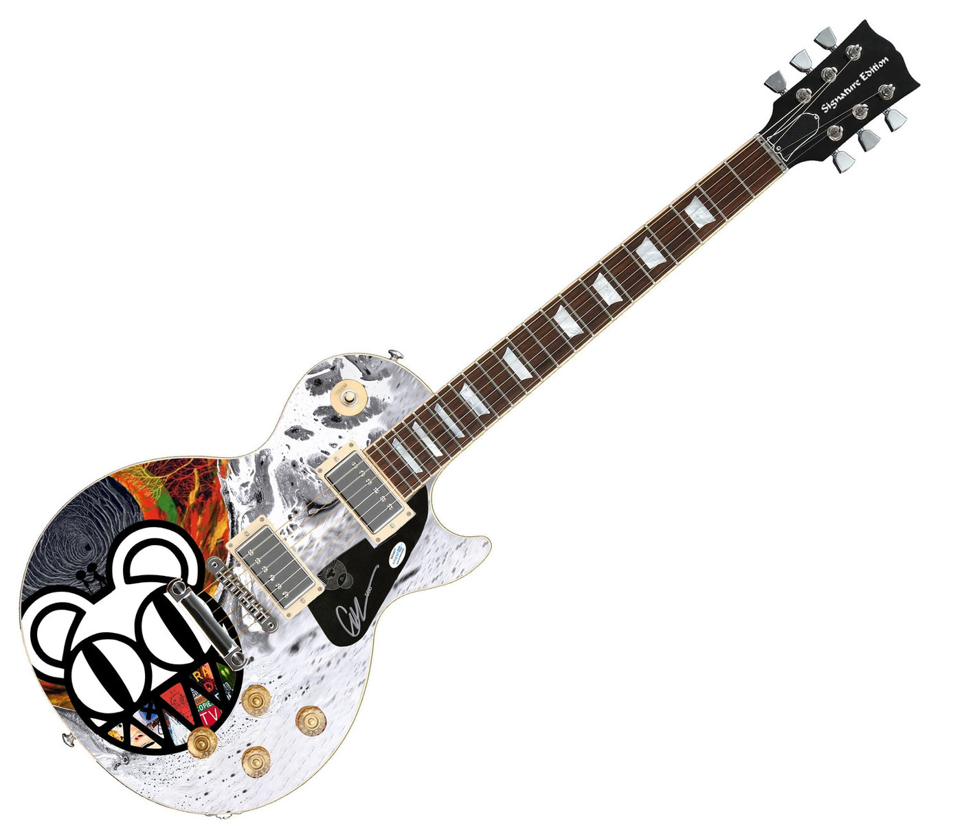 Radiohead Ed O?Brien Signed Custom Graphics 1/1 Photo Guitar ACOA