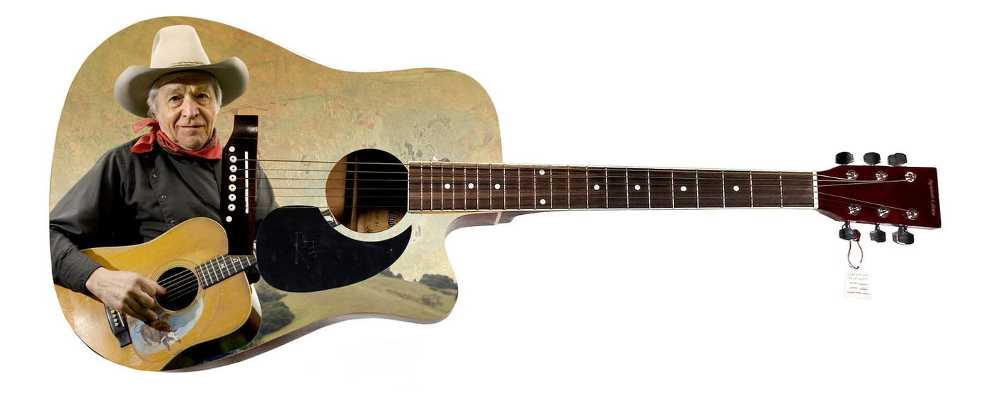 Ramblin Jack Elliott Signed 1:1 Graphics Photo Guitar