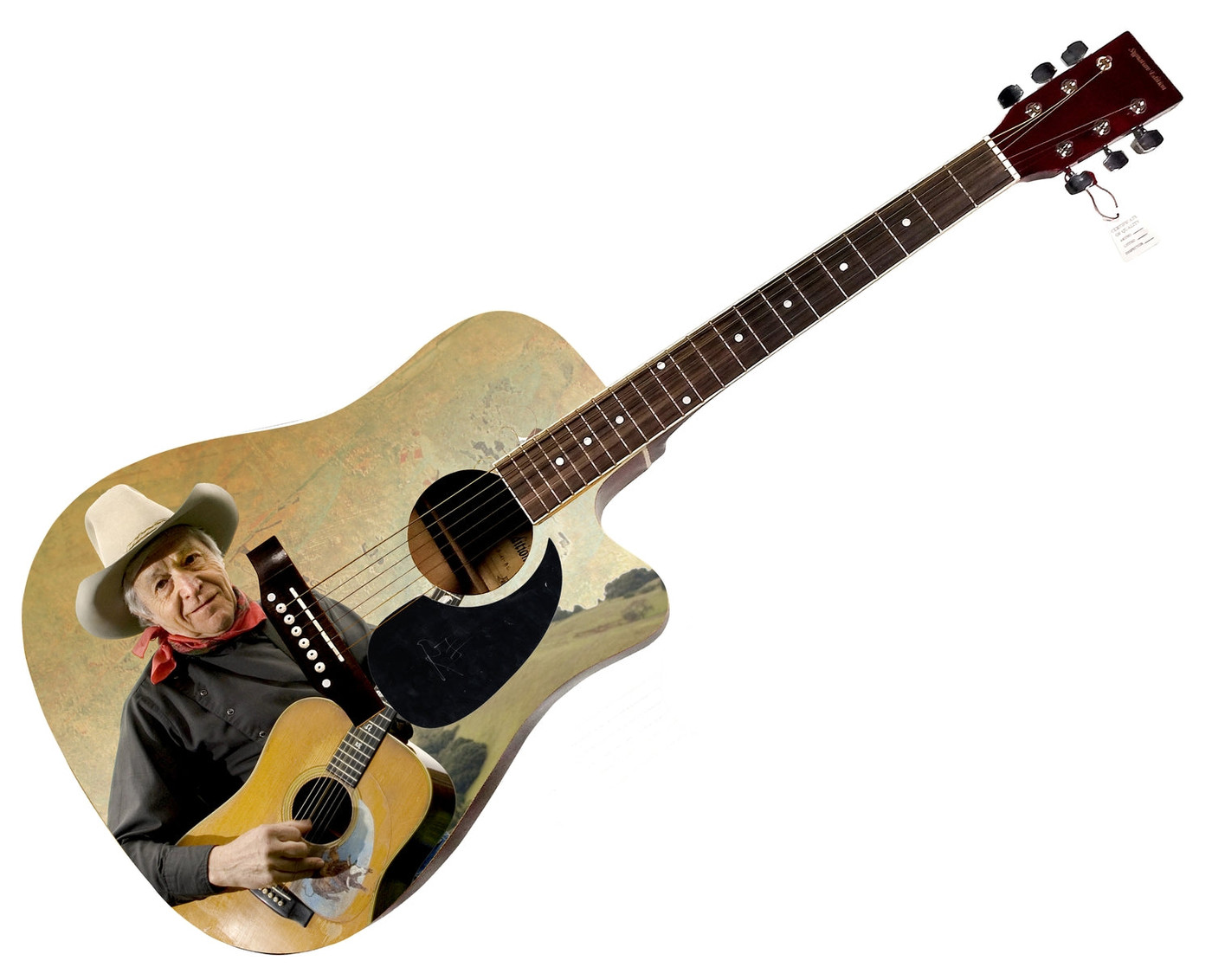 Ramblin Jack Elliott Signed 1:1 Graphics Photo Guitar