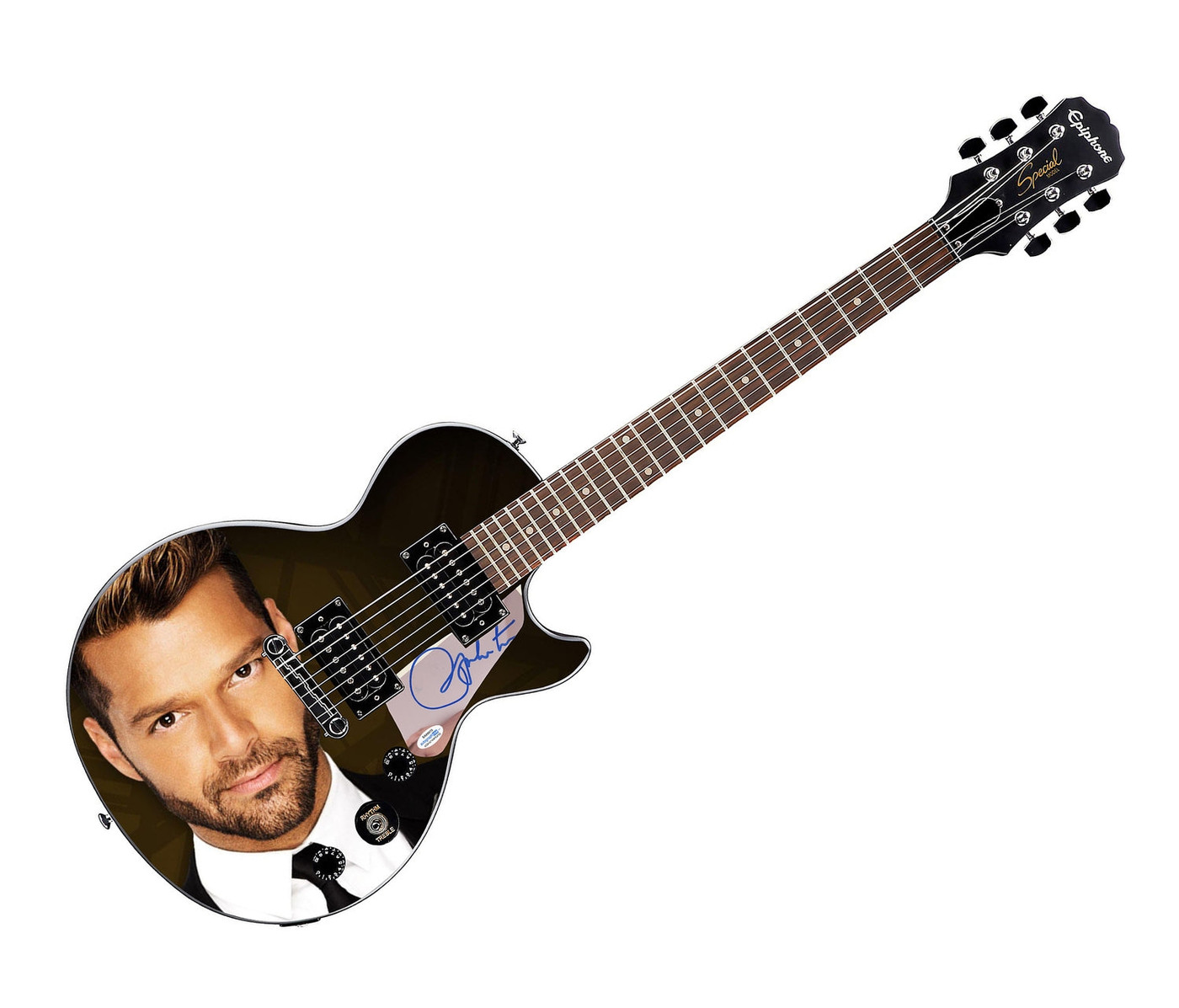 Ricky Martin Signed Gibson Epiphone Les Paul Photo Graphics Guitar ACOA