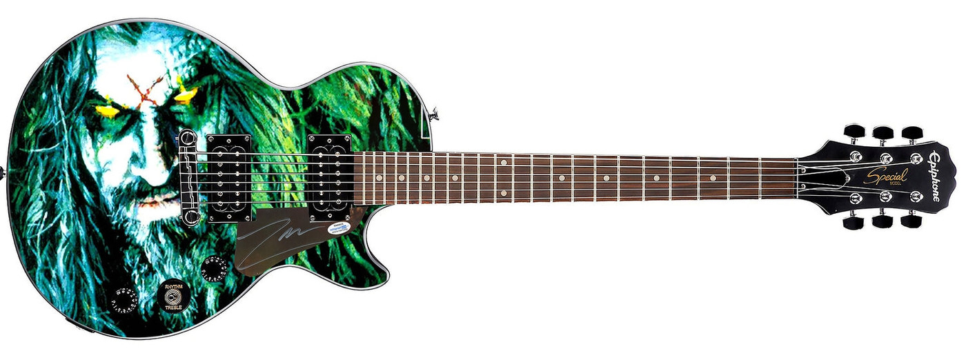 Rob Zombie Hellbilly Deluxe Autographed Gibson Epiphone Les Paul Graphics Guitar ACOA