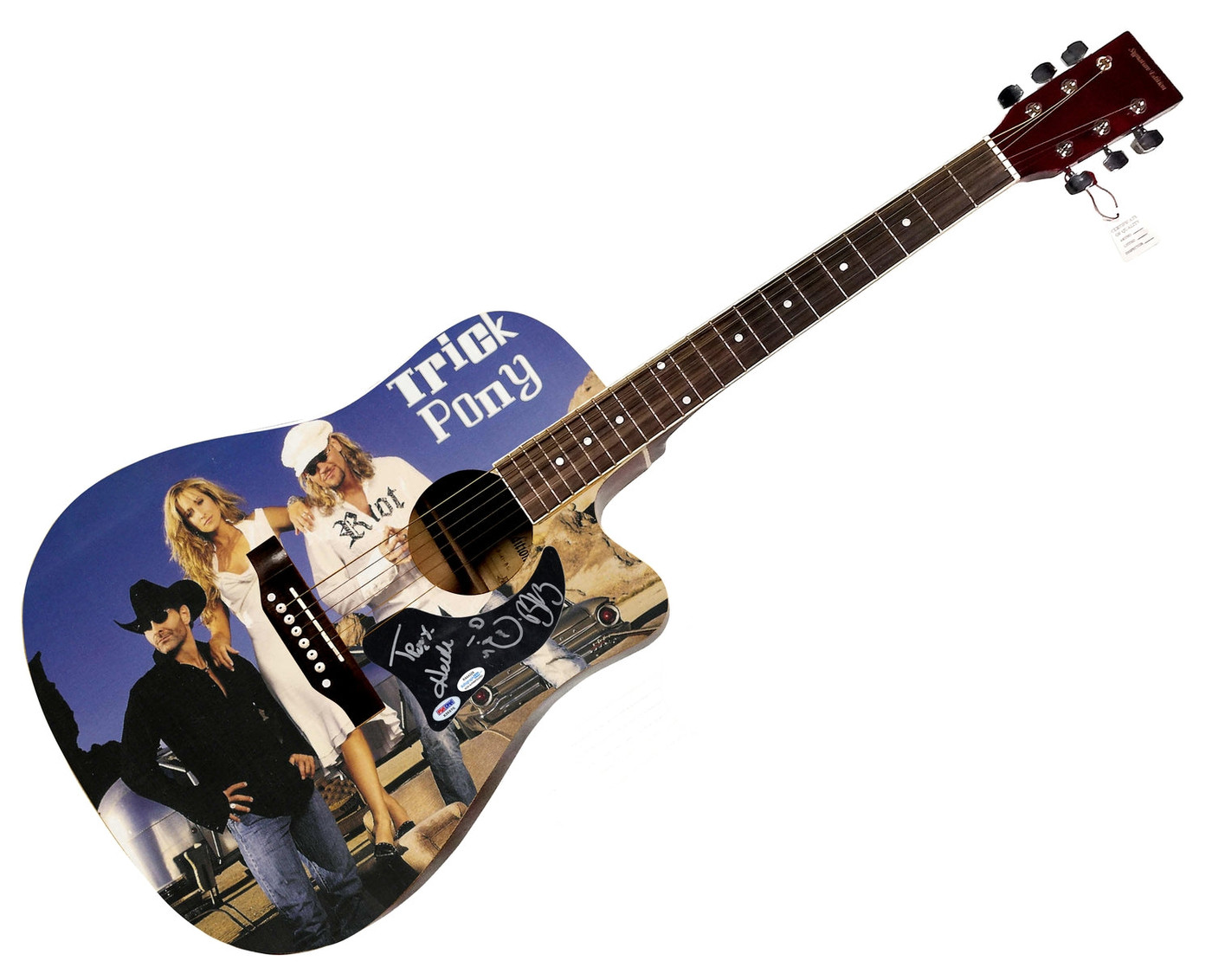 Trick Pony Signed 1:1 Signature Edition Graphics Photo Guitar ACOA PSA