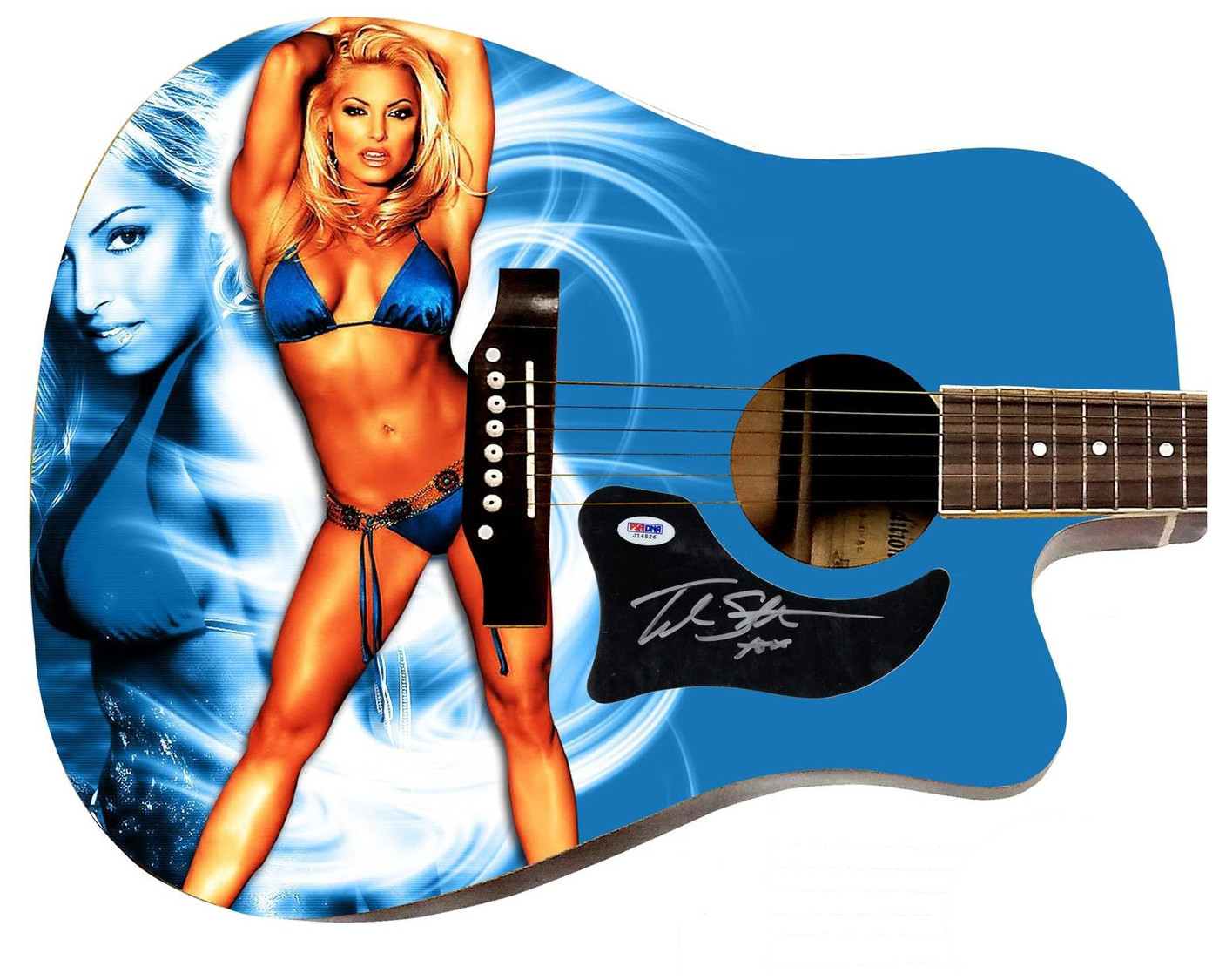 WWE Trish Stratus Signed 1/1 Custom Graphics Photo WWF Guitar PSA