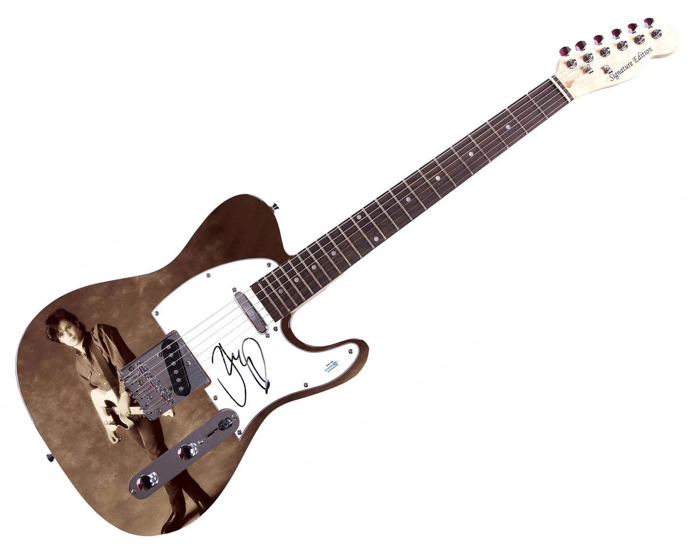 John Cougar Mellencamp Signed Custom 1/1 Graphics Photo Guitar ACOA Version 1