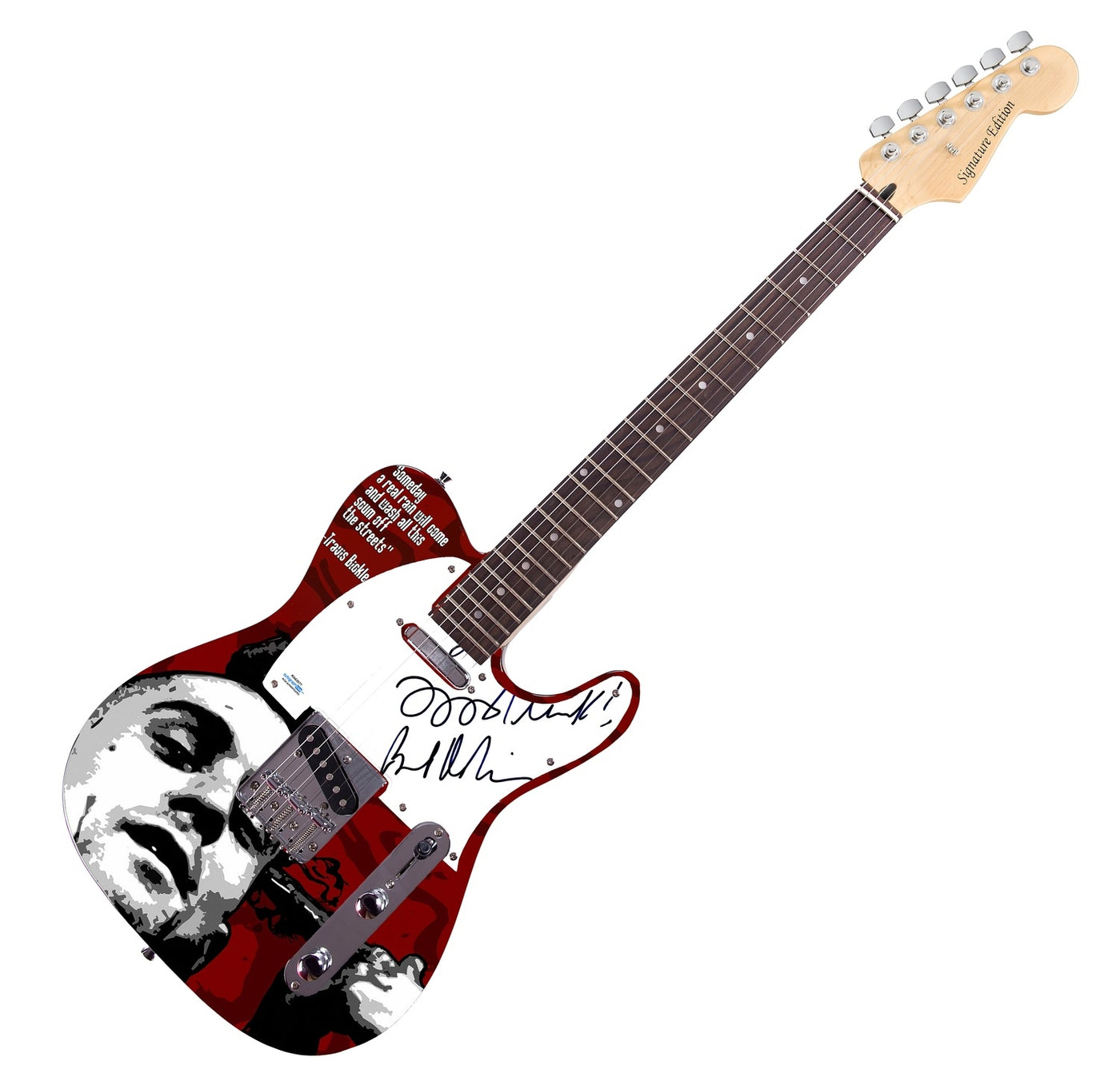 Robert De Niro Signed Taxi Driver Custom Graphics Photo Guitar ACOA