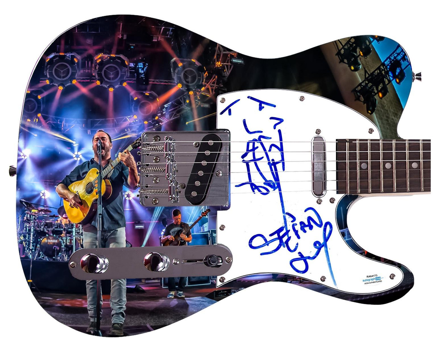 The Dave Matthews Band Stefan Lessard Signed Graphics Guitar w Sketch ACOA Version 2