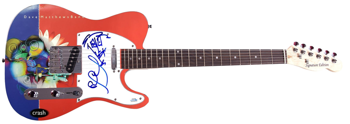 The Dave Matthews Band Stefan Lessard Signed Graphics Guitar w Sketch ACOA Version 3