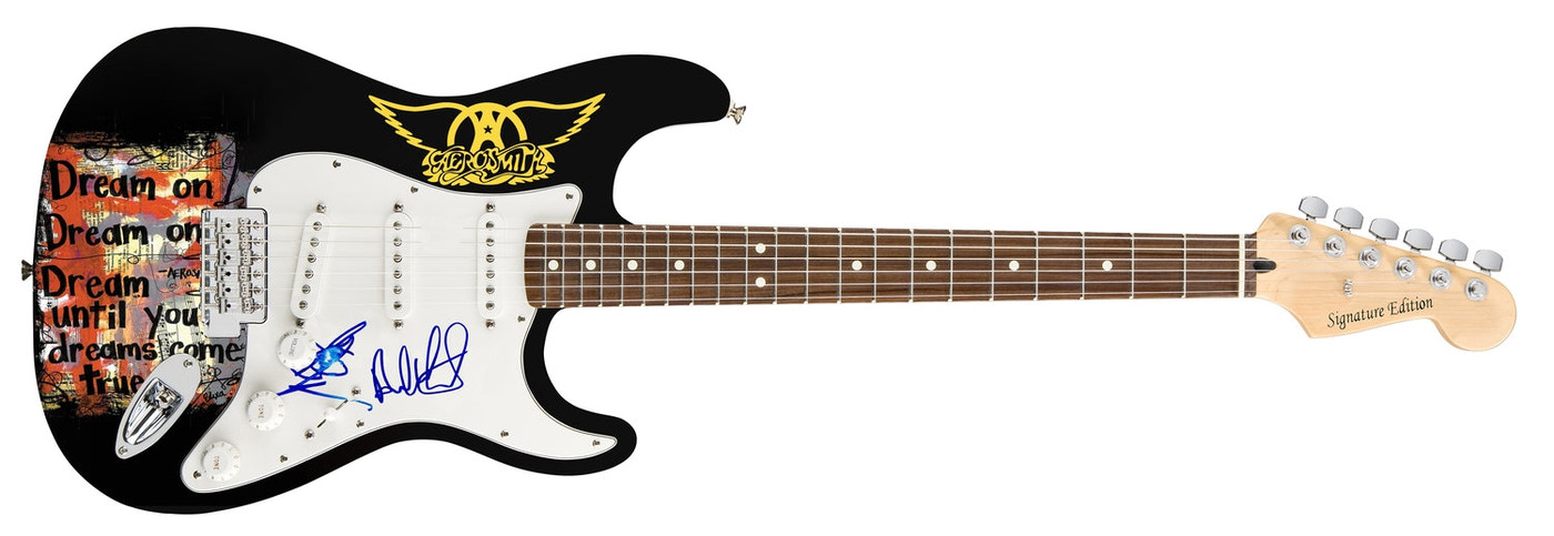Aerosmith Signed Dream On Photo Graphics Guitar