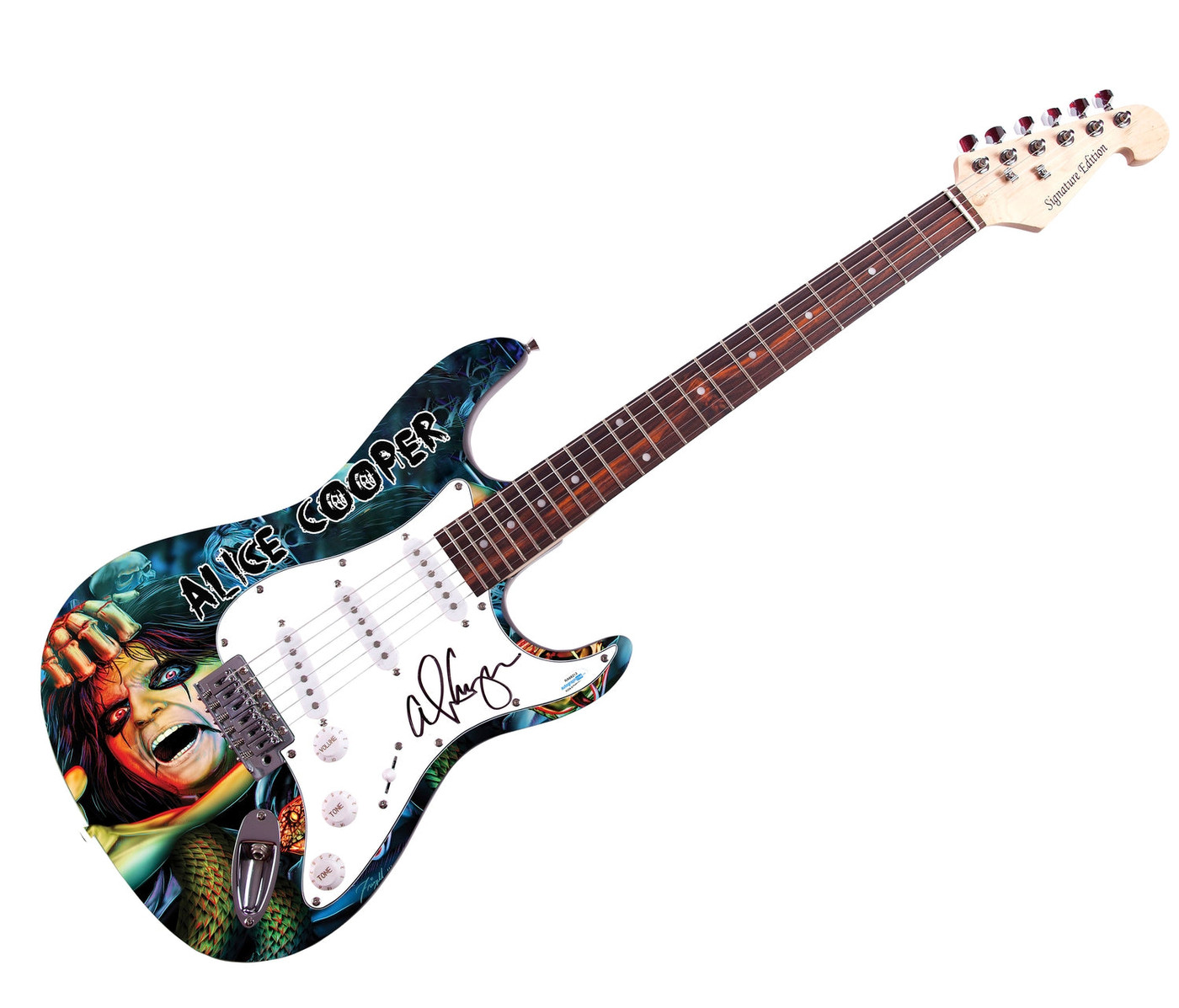 Alice Cooper Signed Autographed Graphics Photo Guitar ACOA