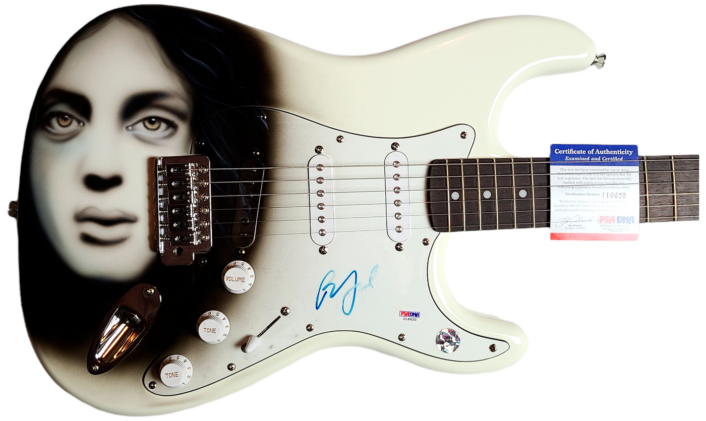 Billy Joel Autographed Fender Piano Man LP Airbrushed Painting Guitar UACC AFTAL PSA