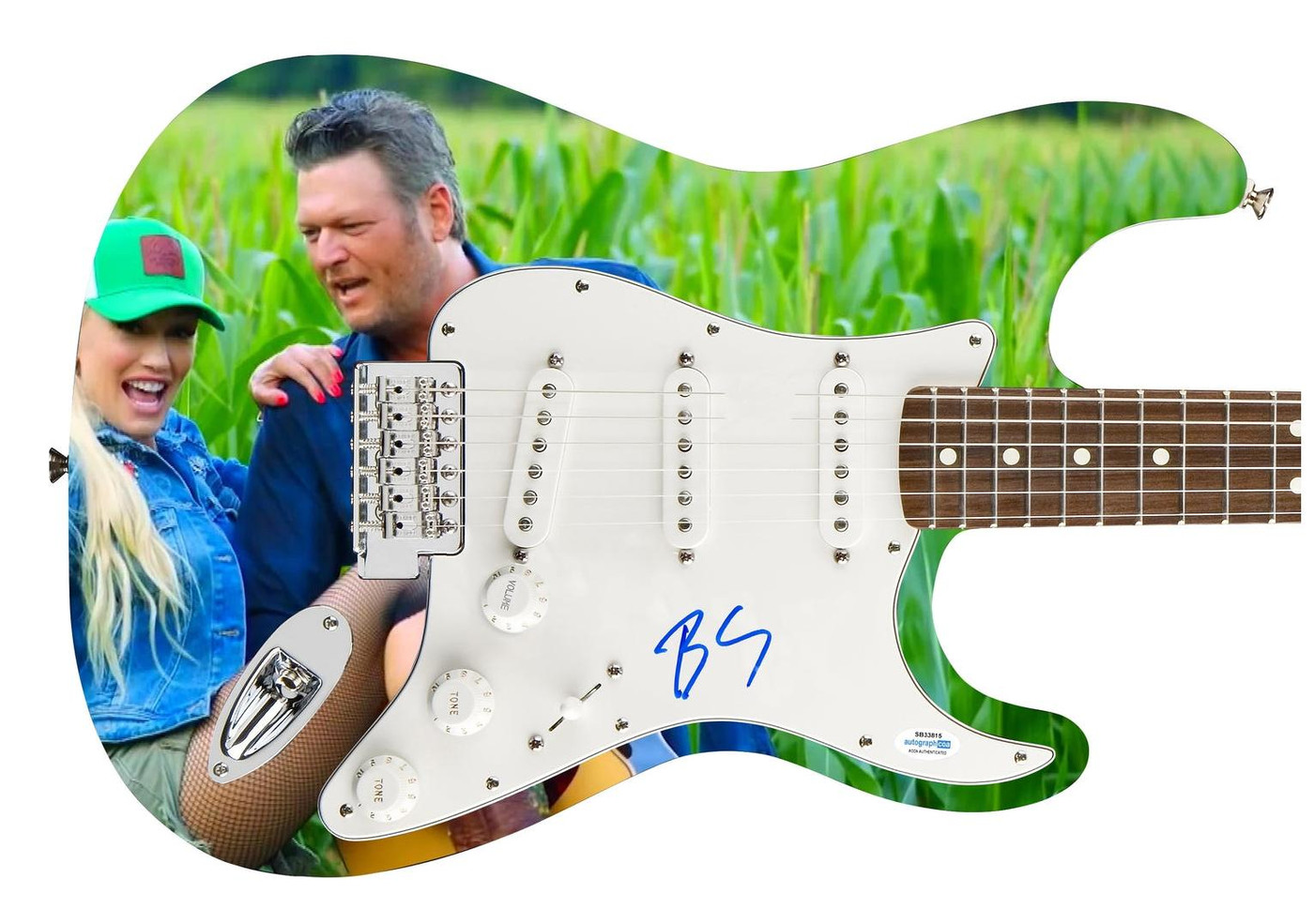 Blake Shelton w No Doubt Gwen Signed Graphics Guitar ACOA