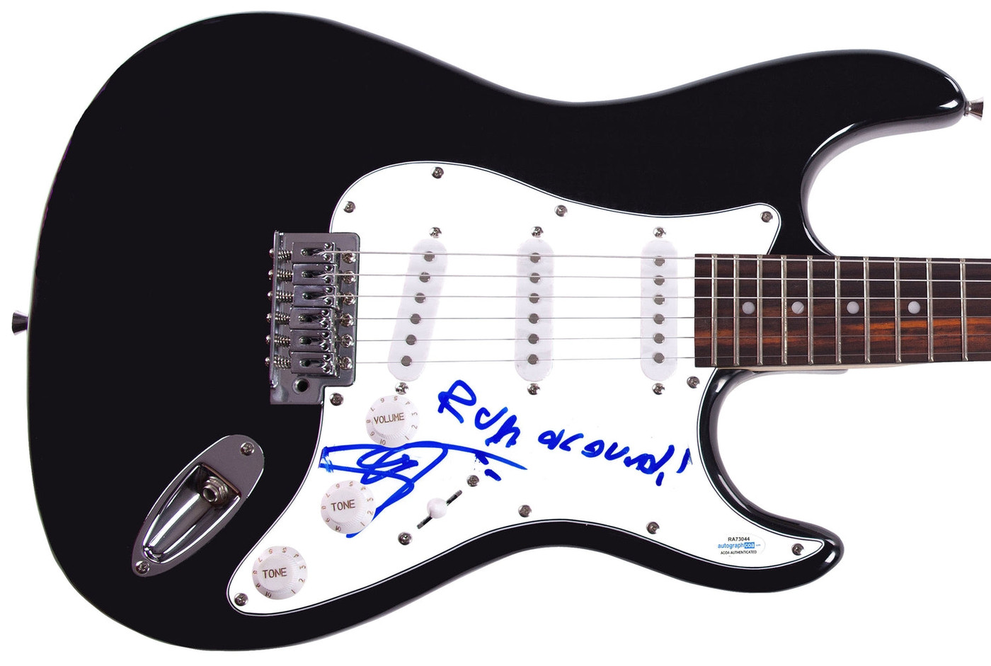 Blues Traveler John Popper Signed Autographed Guitar w Lyrics Run Around ACOA