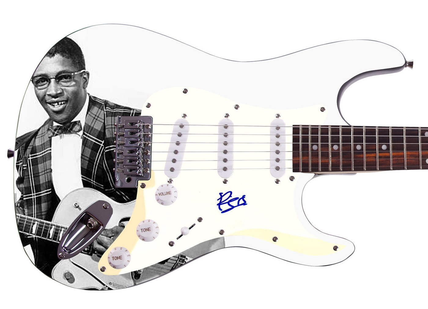 Bo Diddley Signed Autographed Graphics Photo Guitar