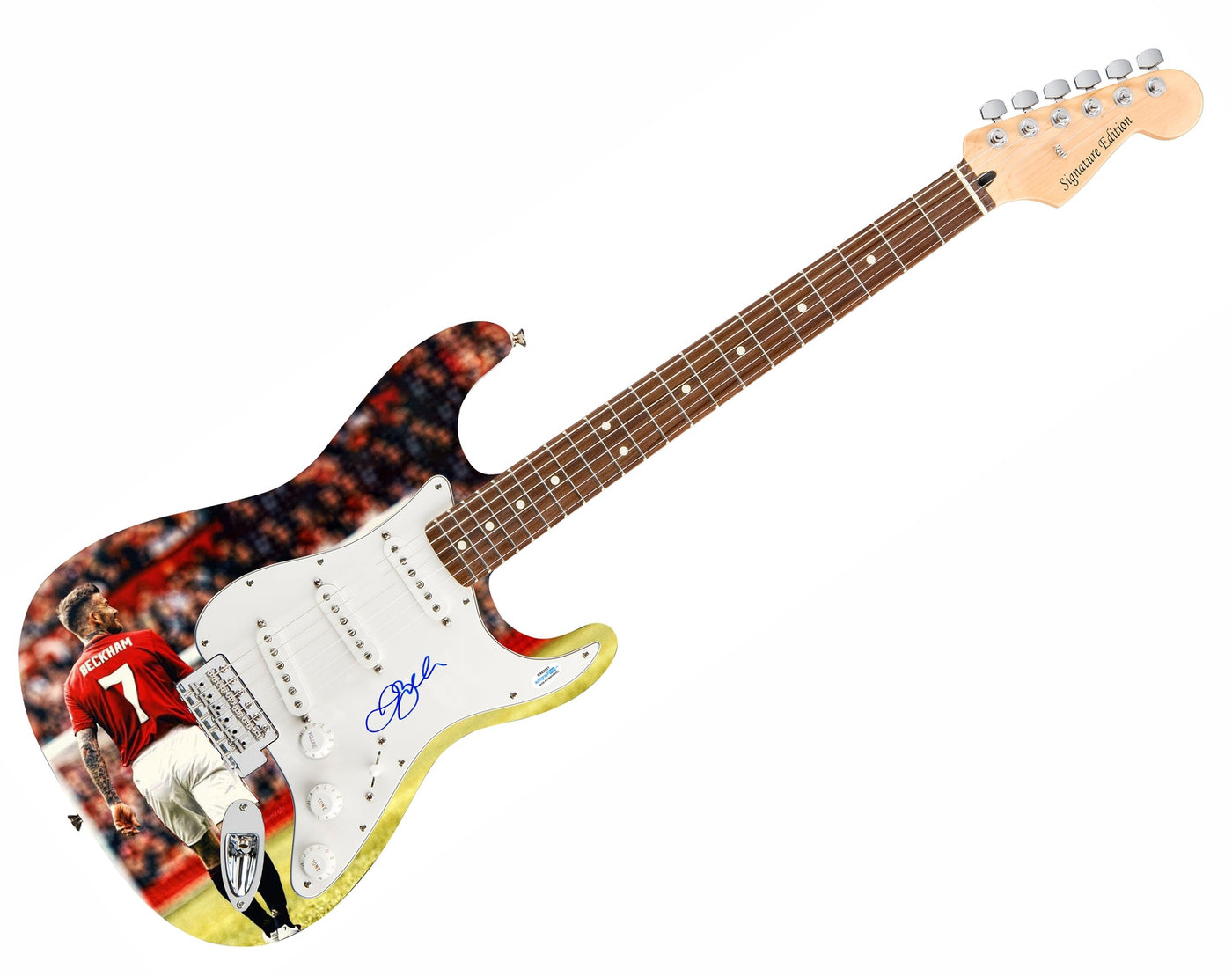 David Beckham  Signed Custom Graphics Photo 1/1 Guitar ACOA