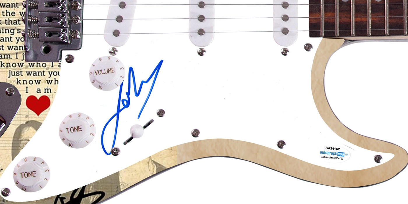 Goo Goo Dolls Johnny Rzeznik  Signed Custom Graphics Photo Guitar ACOA Version 2