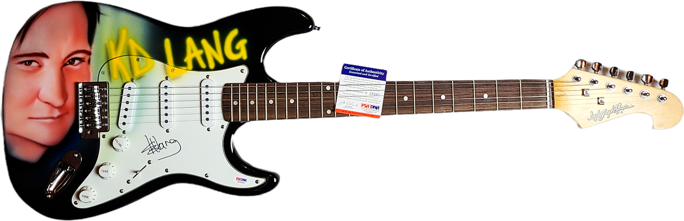 K.D. Lang Signed Autographed Hand Airbrushed Painting Guitar PSA
