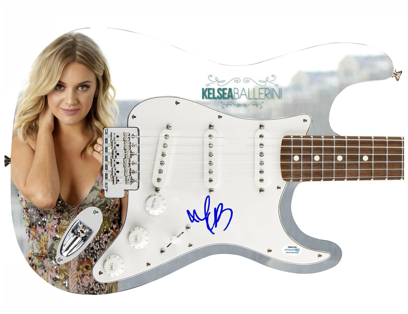 Kelsea Bellerini Signed 1/1 Custom Graphics Photo Guitar ACOA