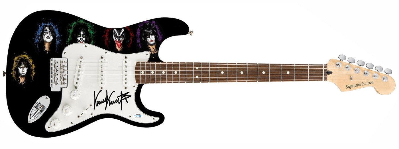KISS Vinnie Vincent Signed Autographed 1/1 Custom Graphics Photo Guitar