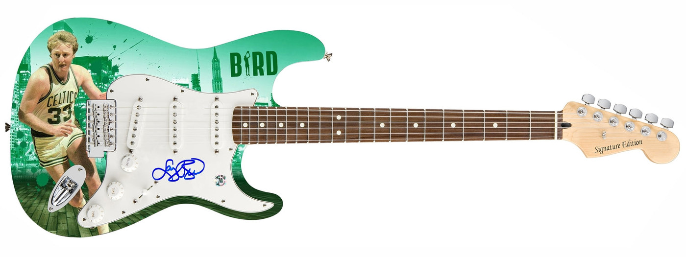 Larry Bird Signed 1/1 Boston Celtics HOF Graphics Guitar Bird Holo