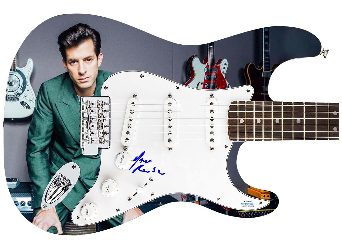 Mark Ronson English DJ Autographed 1/1 Custom Graphics Photo Guitar ACOA