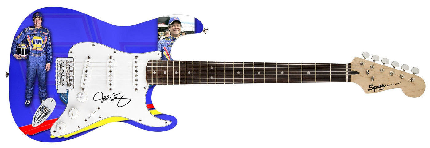 Michael Waltrip Signed Fender Custom 1/1 Graphics Photo Guitar
