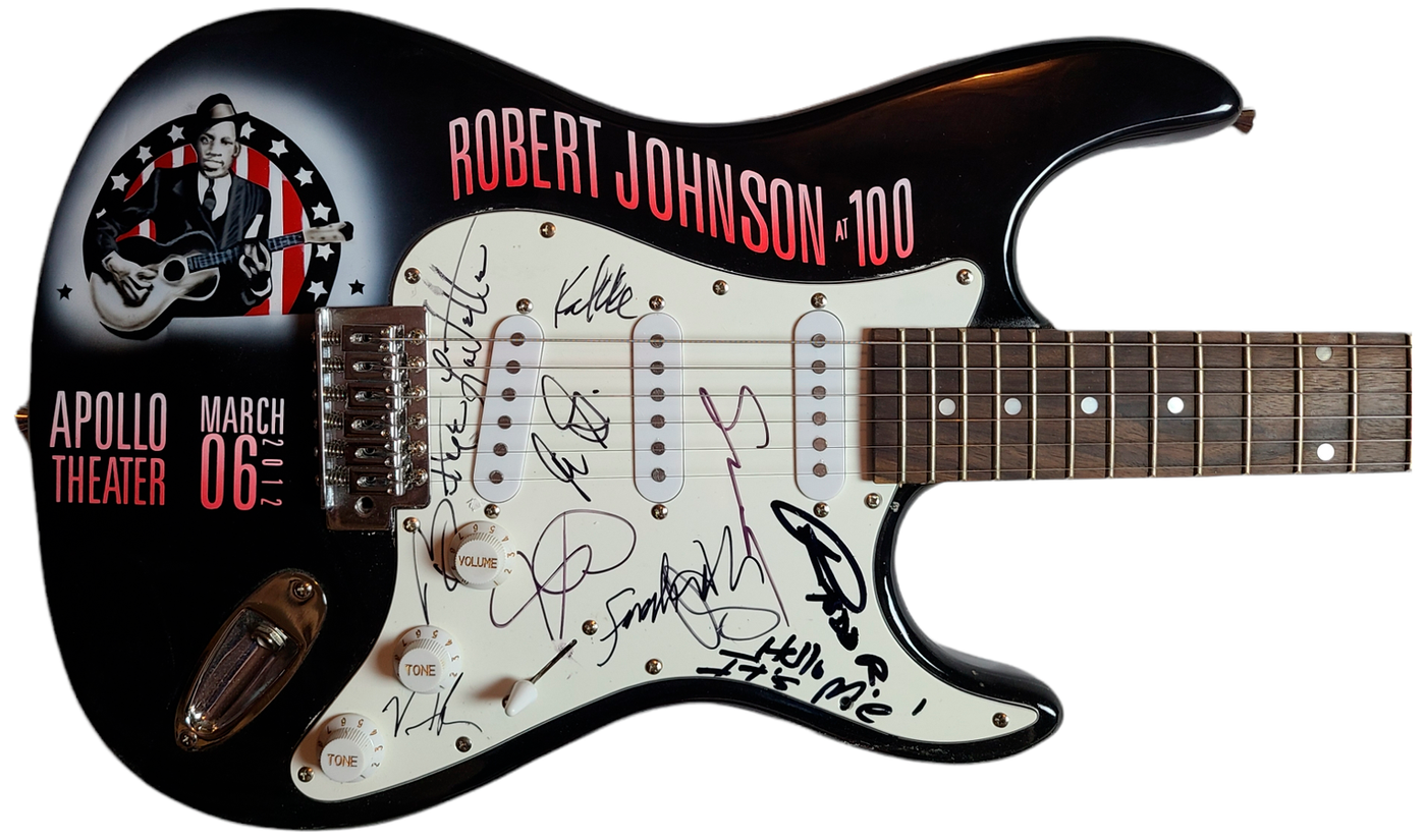 Robert Johnson Tribute Concert Autographed Hand Airbrushed Painting Guitar w Lyrics
