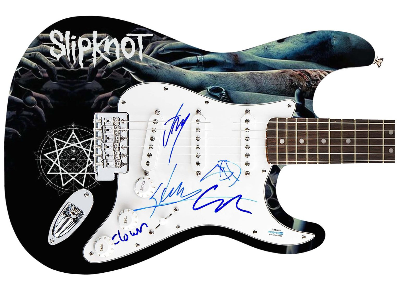 Slipknot Signed Autographed 1/1 Fender Graphics Guitar Exact Video Proof ACOA