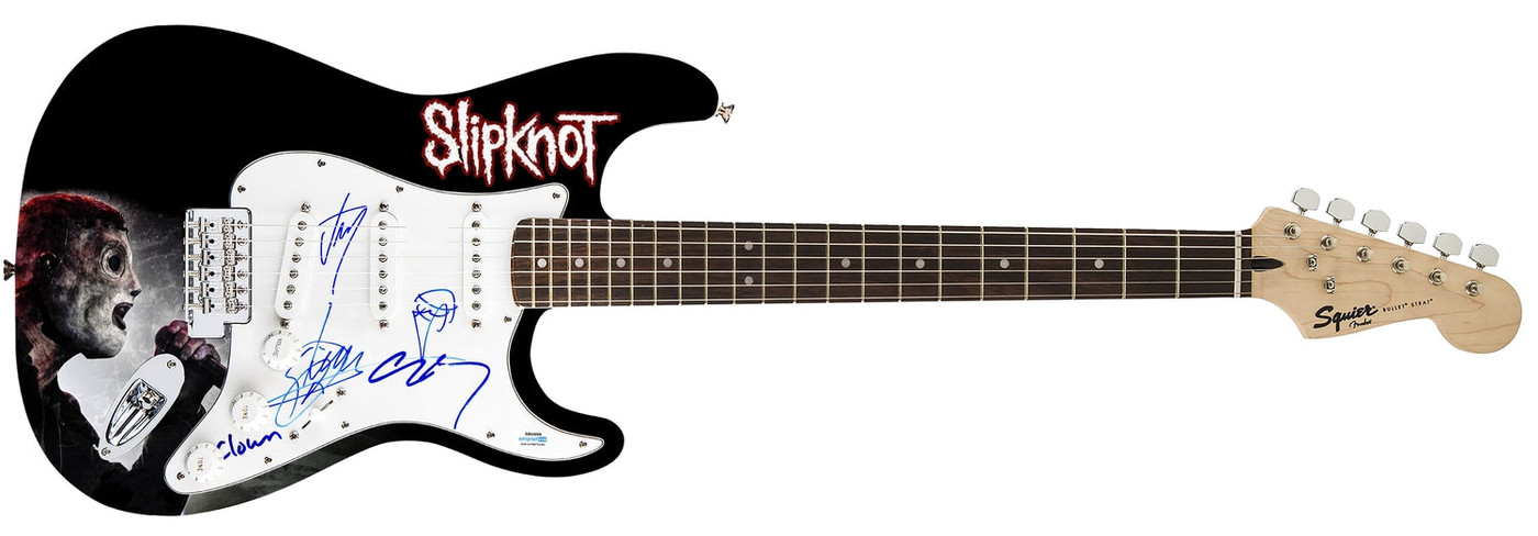 Slipknot Signed Autographed 1/1 Fender Graphics Guitar Exact Video Proof ACOA Version 3