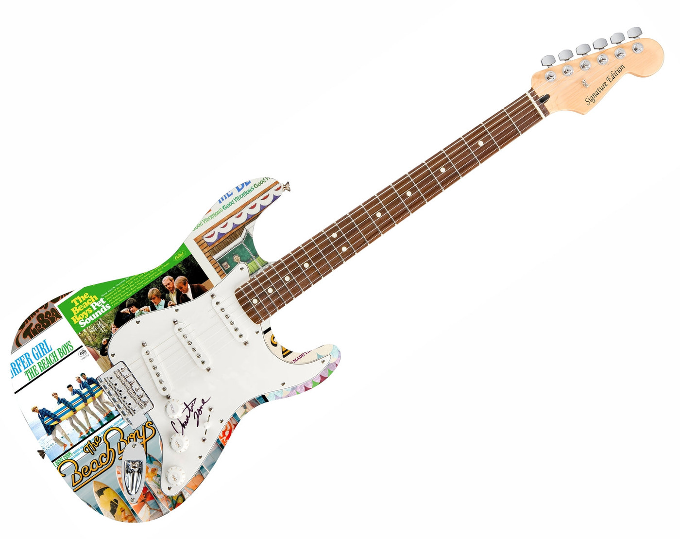 The Beach Boys Christian Love Signed Custom Graphics Photo Guitar