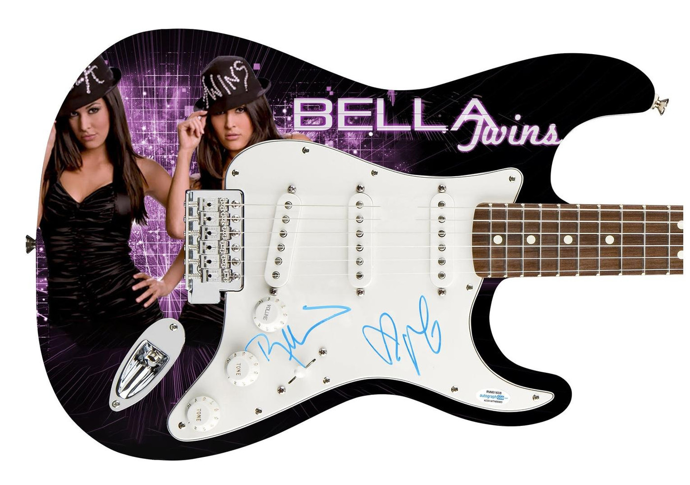The Bella Twins Signed Autographed Photo Graphics Guitar ACOA Witness ITP