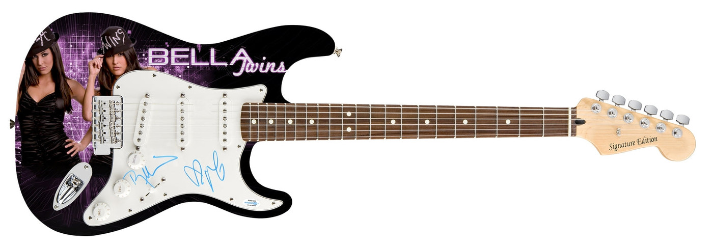 The Bella Twins Signed Autographed Photo Graphics Guitar ACOA Witness ITP