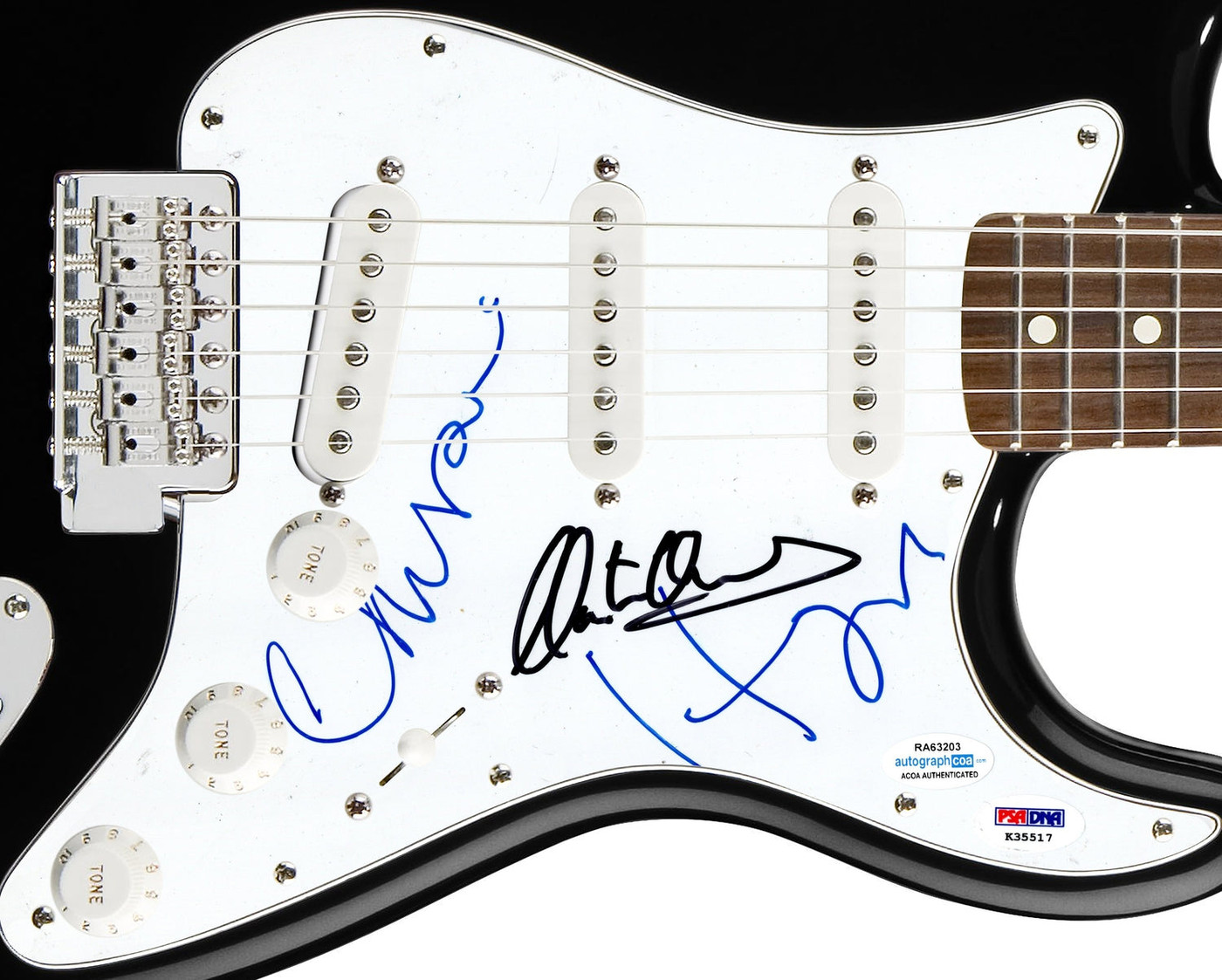 The Pretenders Chrissie Hynde Signed Autographed Guitar Martin Chambers ACOA PSA