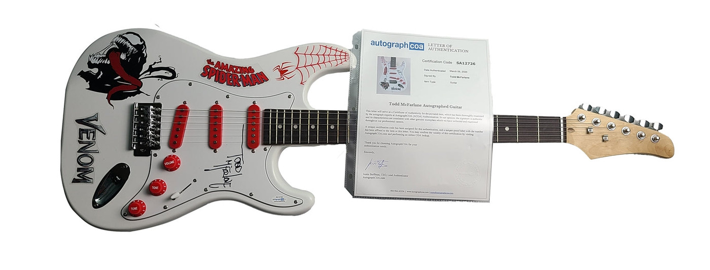 Todd McFarlane Signed Autographed Venom Graphics Guitar ACOA