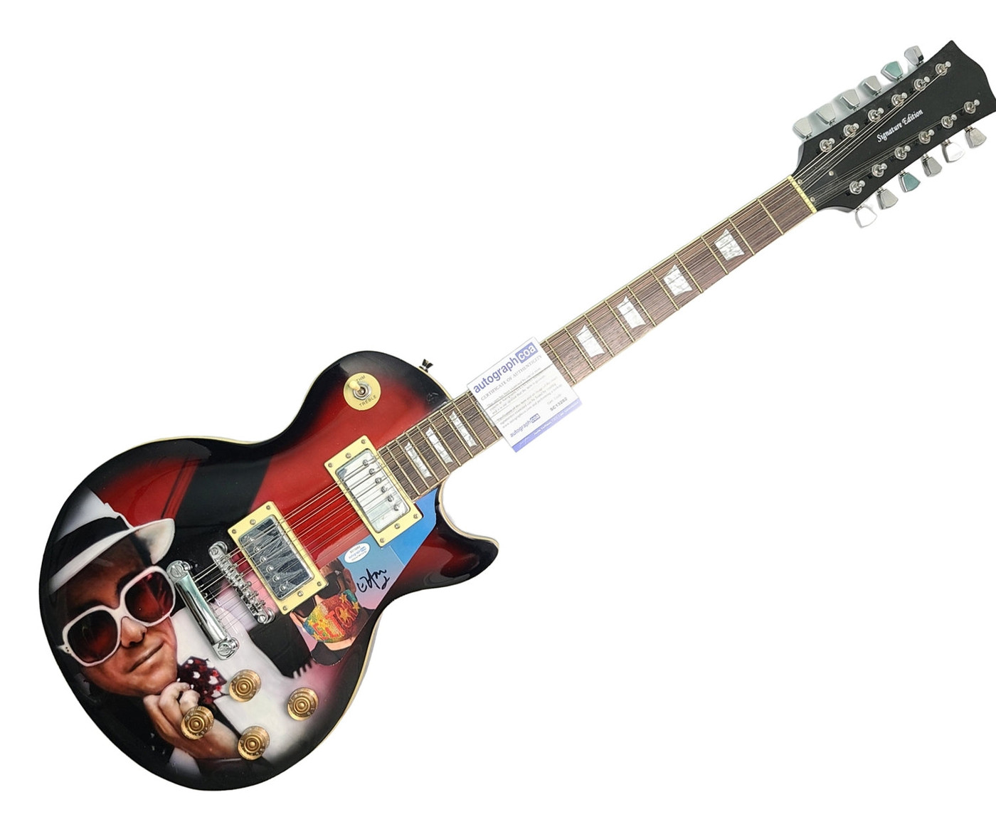 Elton John Signed Hand Painted 12-String Airbrushed Art 1/1 Guitar ACOA