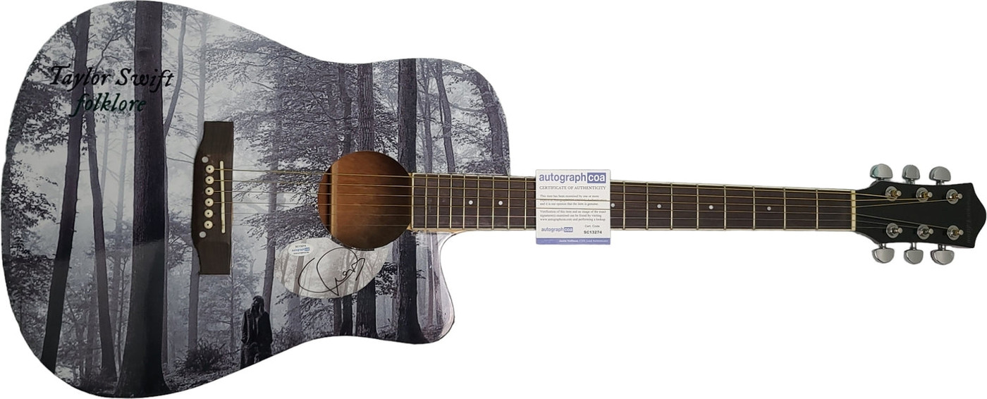 Taylor Swift Signed Autographed Custom Folklore Graphics Acoustic Guitar ACOA