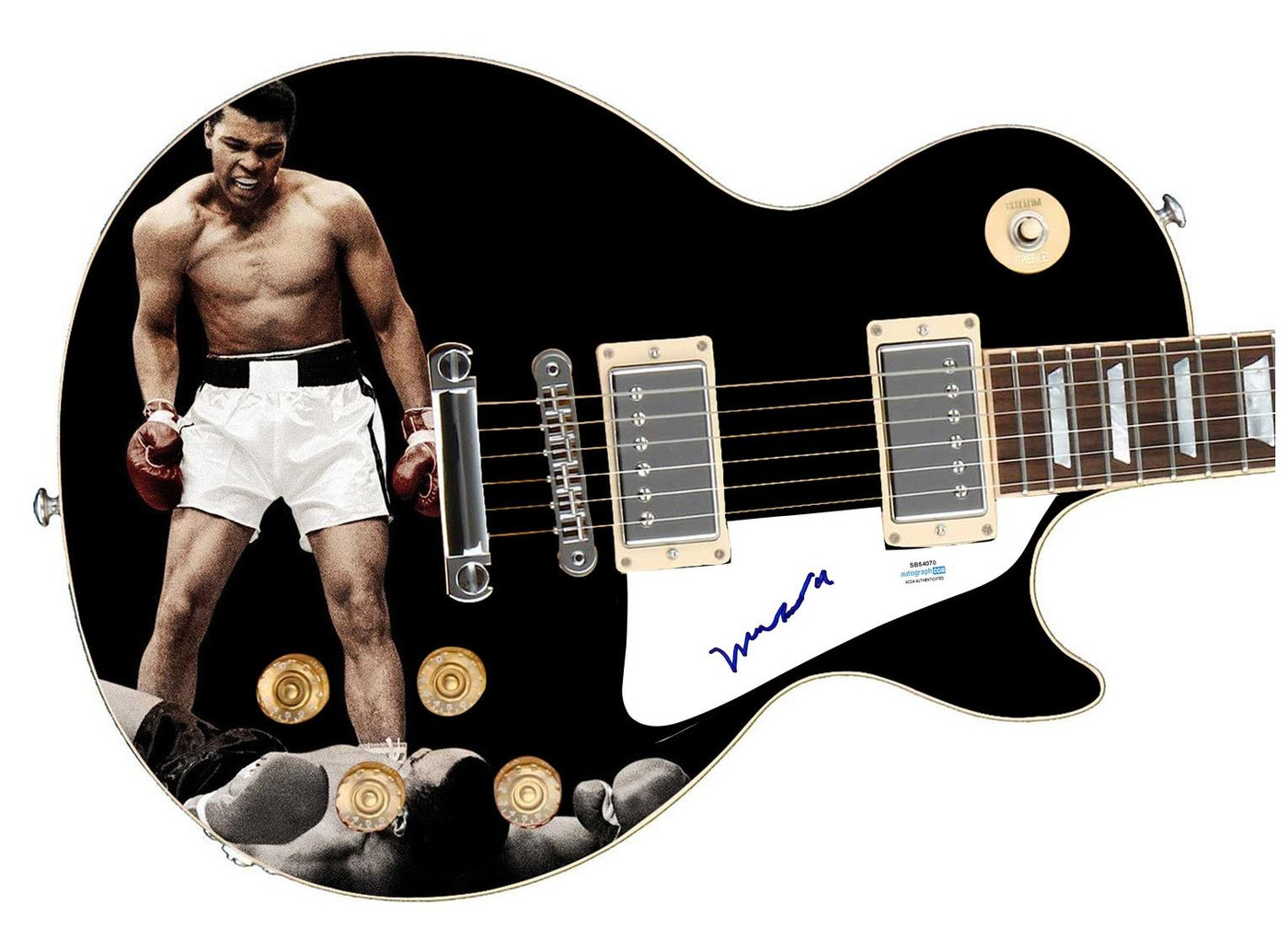 Muhammad Ali Signed Custom Graphics 1/1 Photo Guitar ACOA Version 1