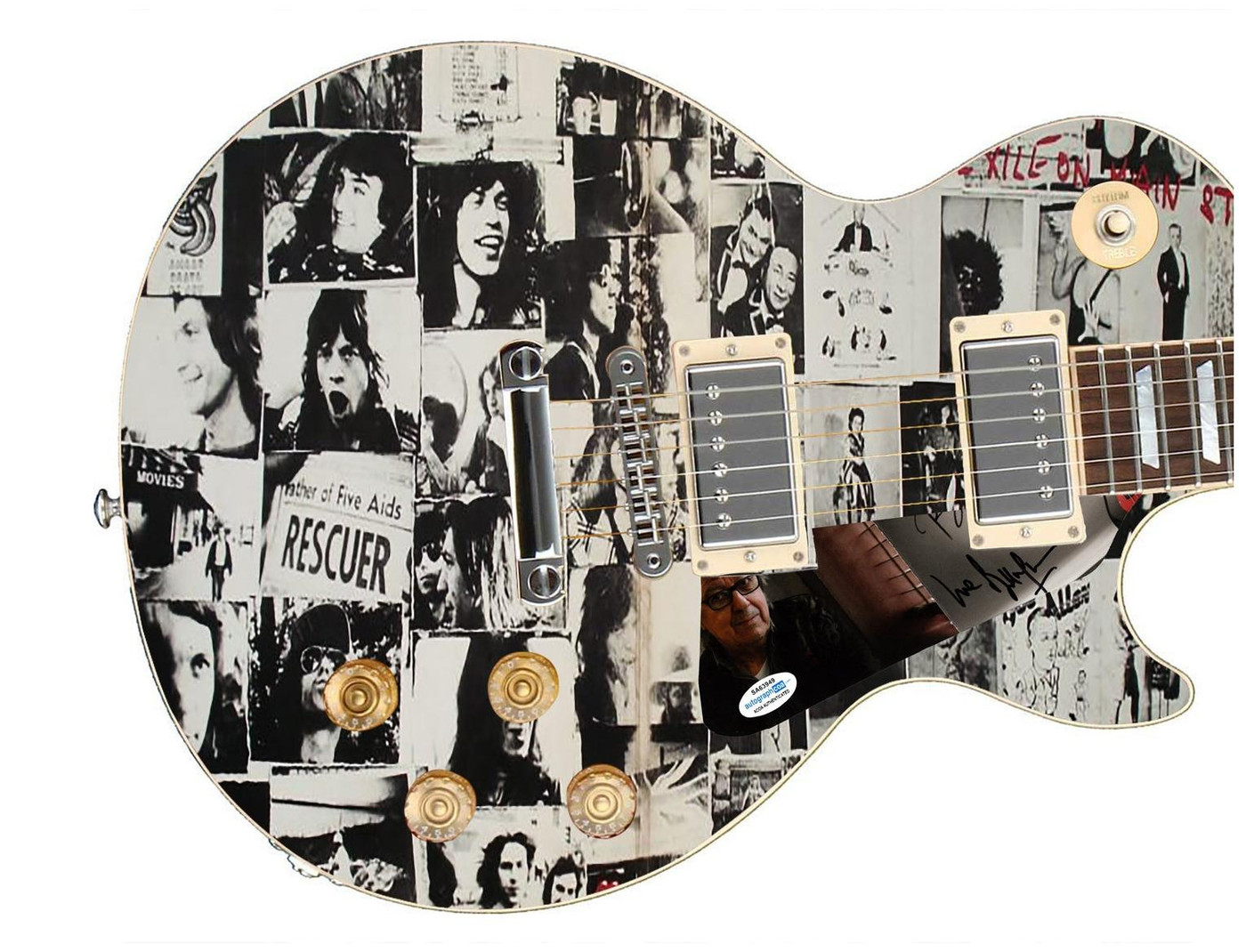 The Rolling Stones Bill Wyman Signed 1/1 Custom Graphics Guitar