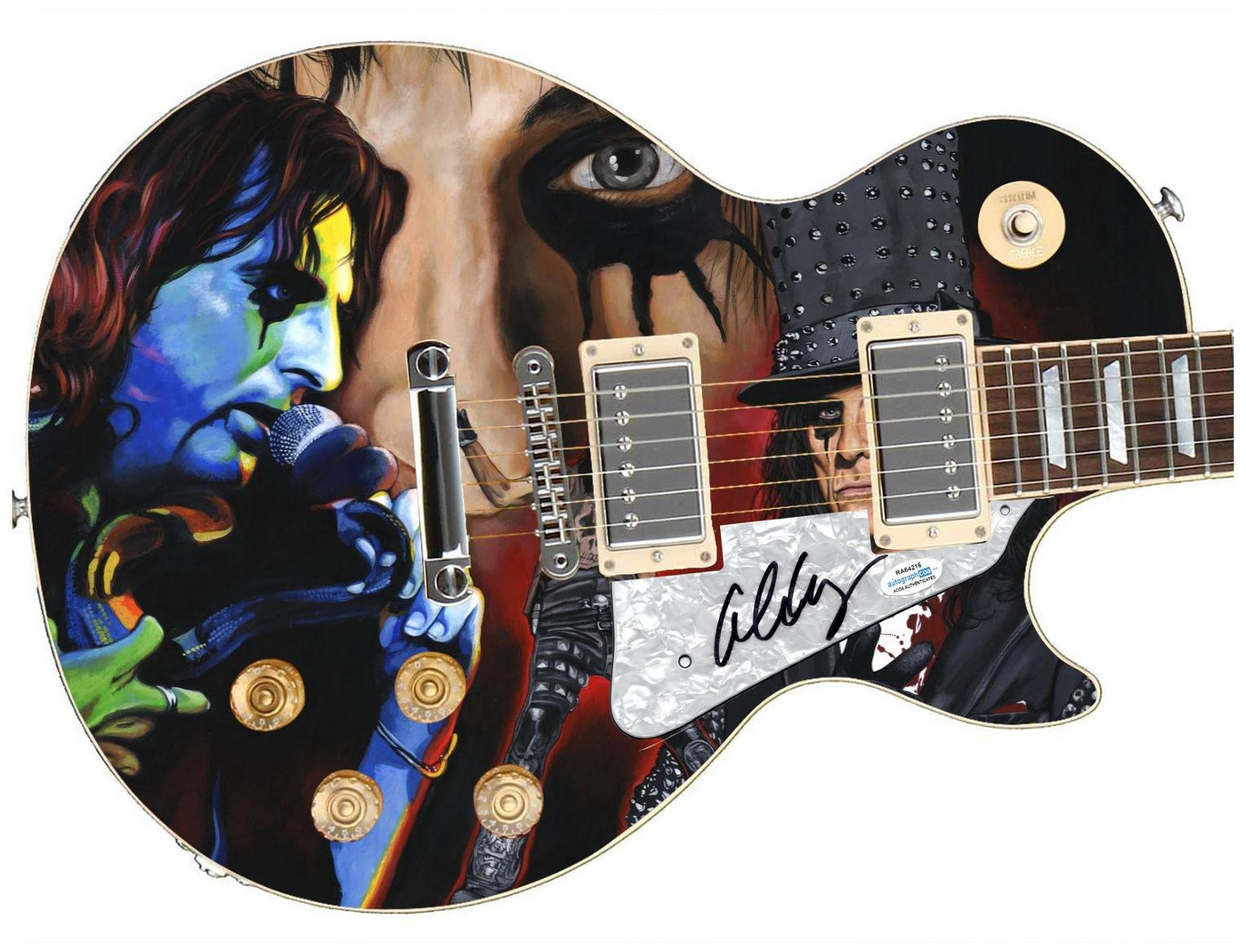 Alice Cooper Signed 1/1 Custom Graphics Guitar