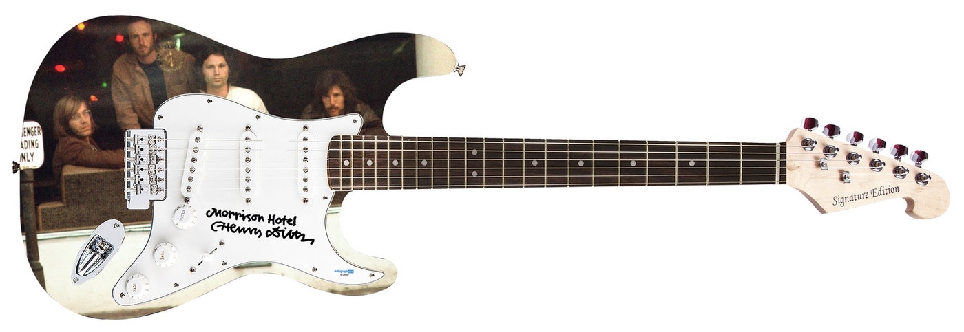 Henry Diltz Photographer Autographed Morrison Hotel Doors Custom Graphics Guitar