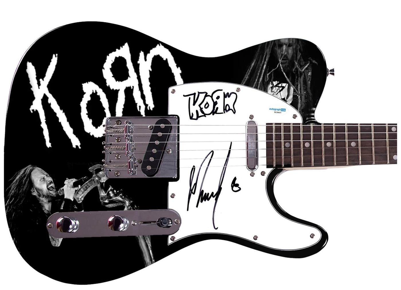 KoRn Munky Signed 1/1 Custom Graphics Guitar w Logo Sketch ACOA