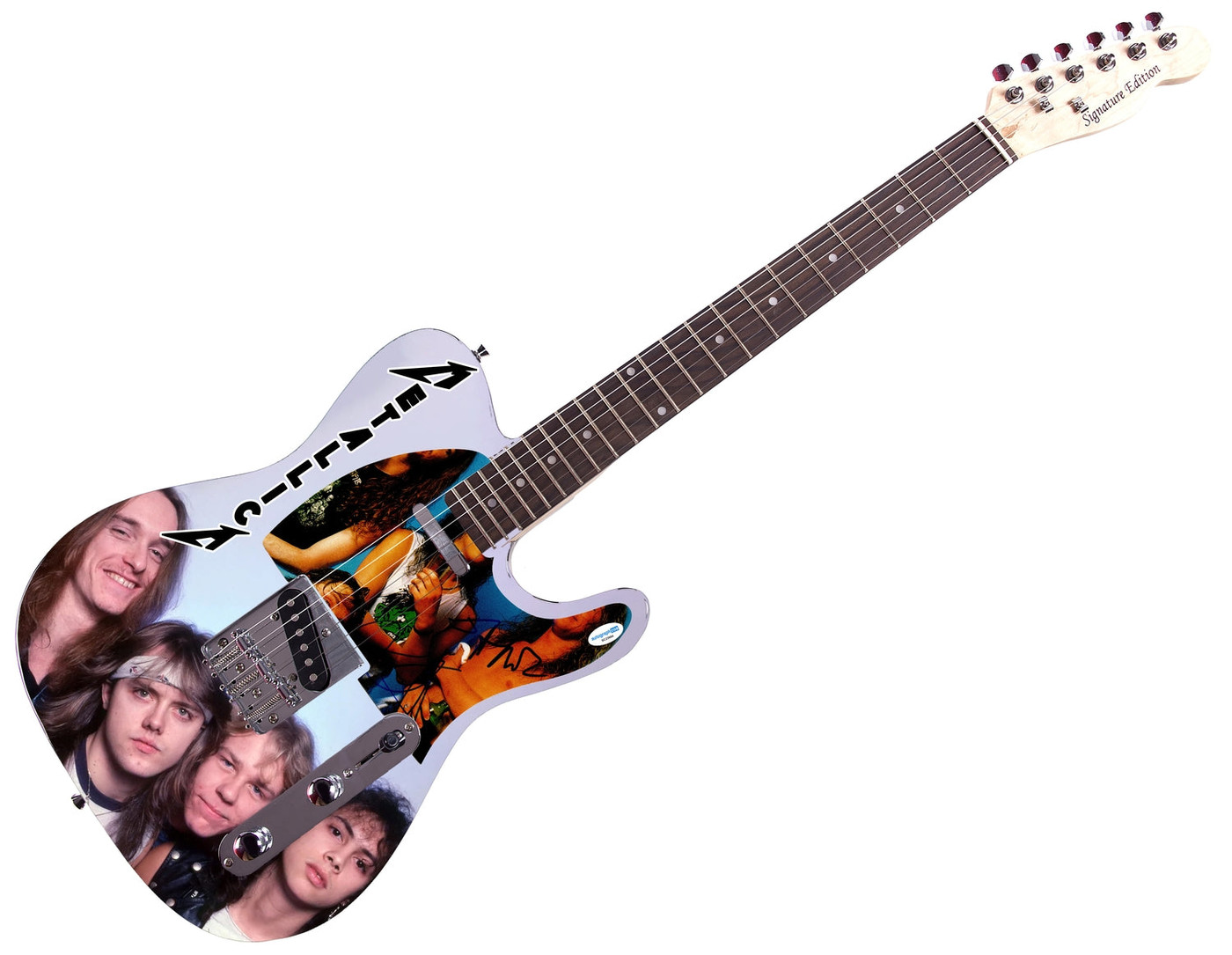 Metallica Signed Custom Graphics Legends Unleashed Guitar ACOA