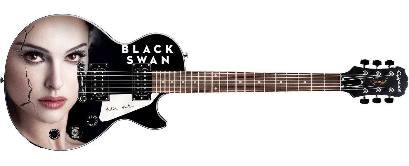 Natalie Portman Signed "Black Swan" Custom Gibson Epiphone Graphics Guitar