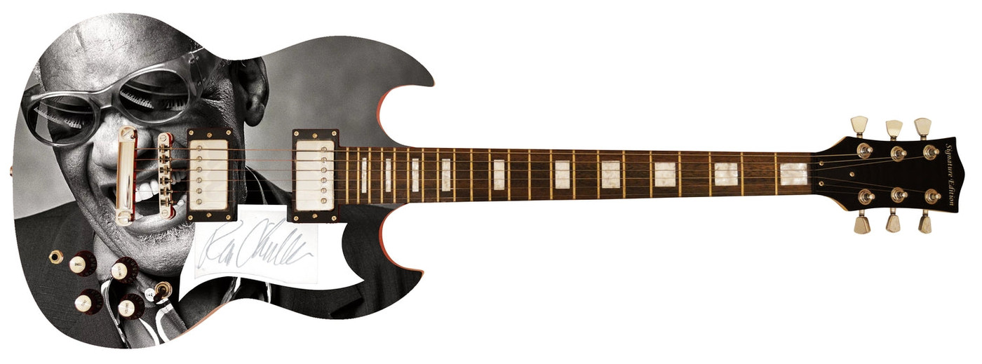 Ray Charles Autographed 'Smile Full Of Soul' 1/1 Custom Graphics Guitar - Assistant Autographed