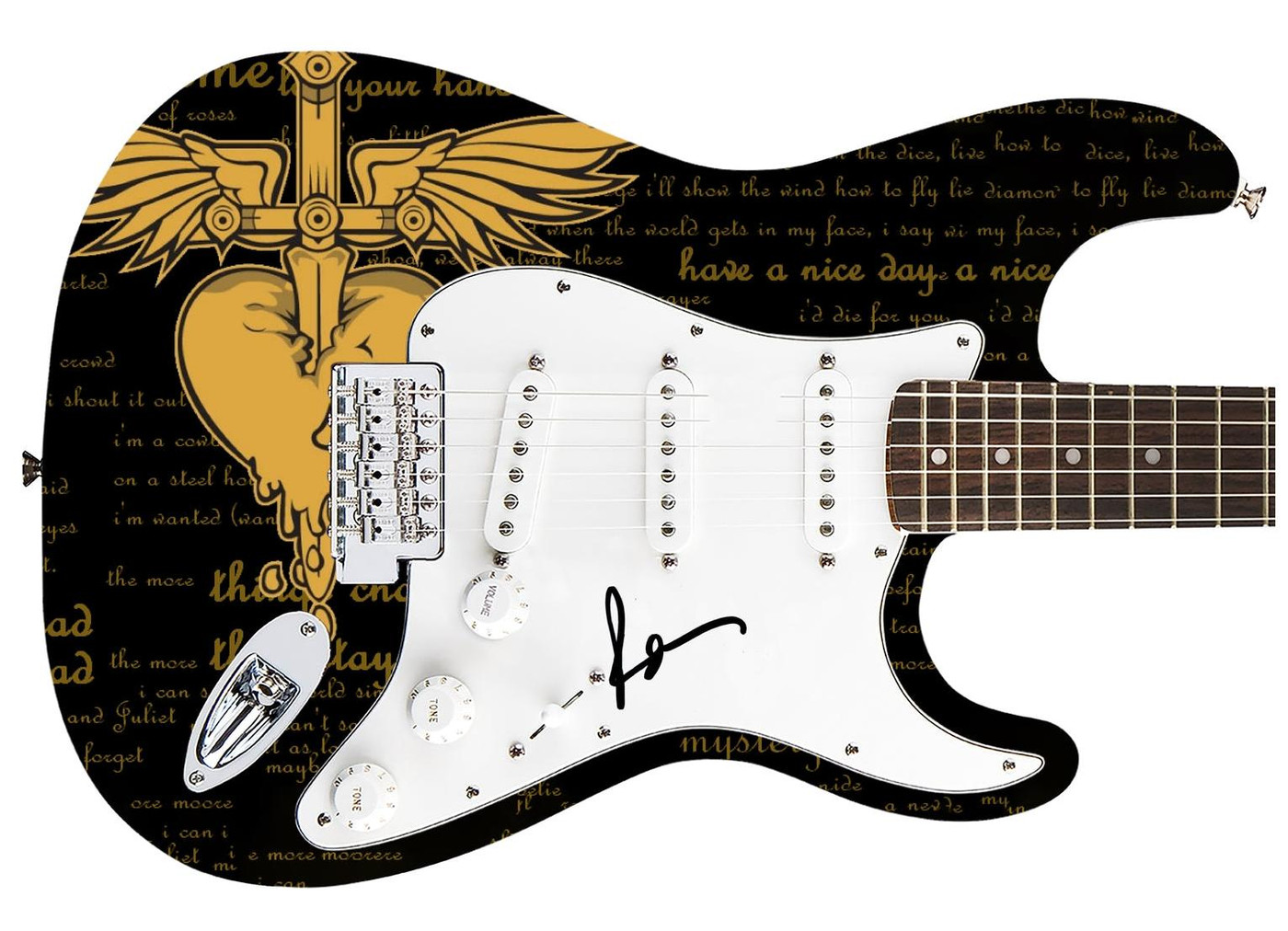 Richie Sambora Signed "Sword Of Sound" Custom Graphics Guitar