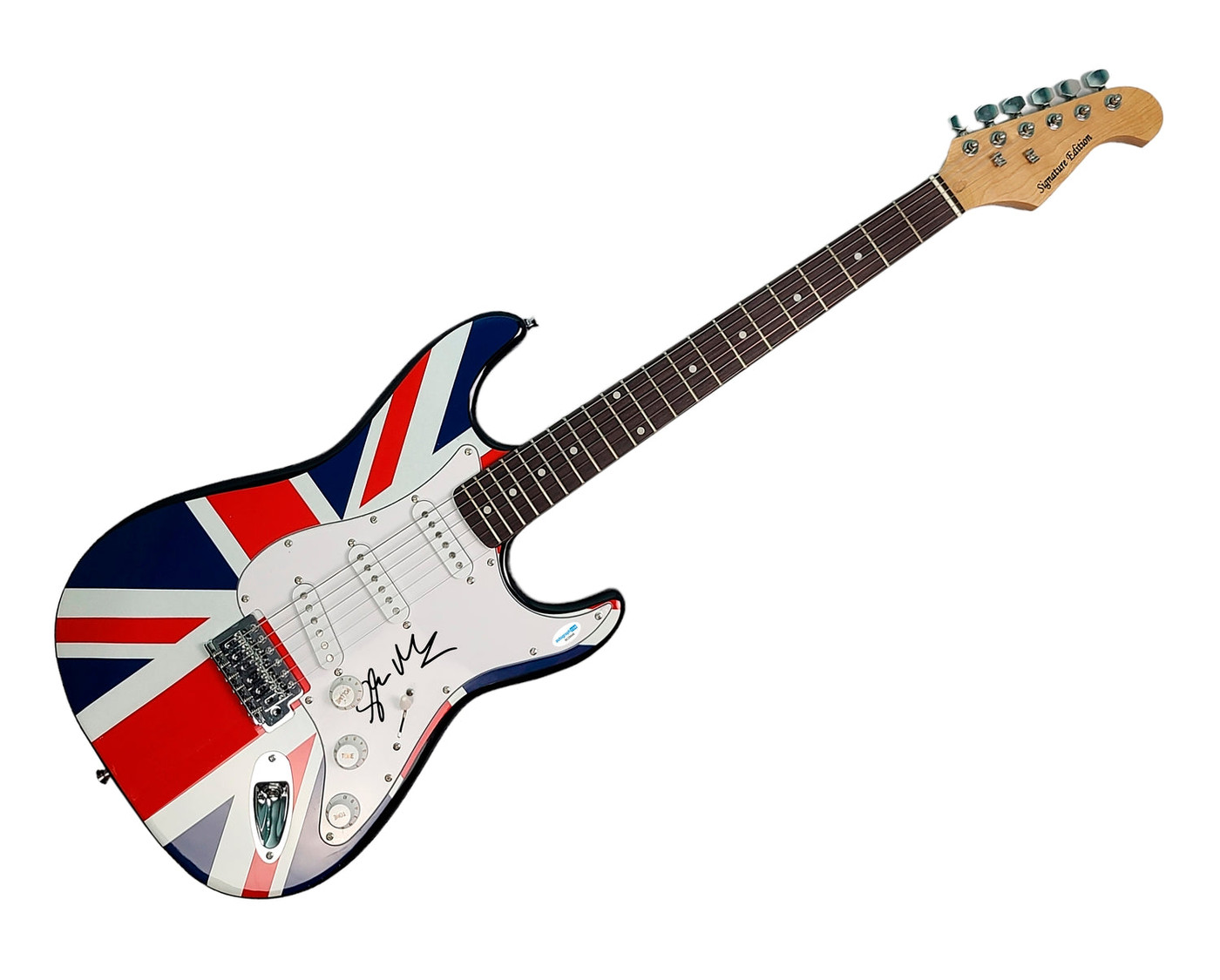 Sex Pistols Glen Matlock Autographed British Flag Custom Graphics Guitar. ACOA