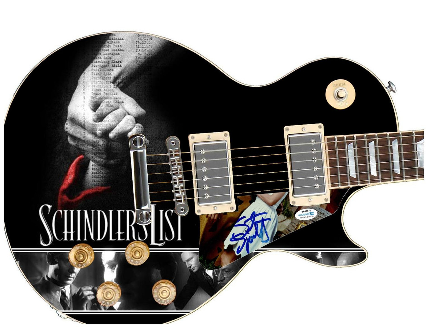 Steven Spielberg Signed "Schindler's List" Custom Graphics Guitar ACOA