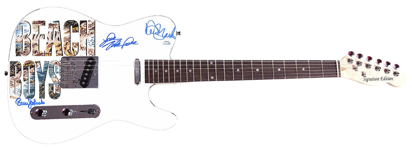 The Beach Boys Johnston Marks Mike Love Autographed Graphics Guitar ACOA Exact Proof