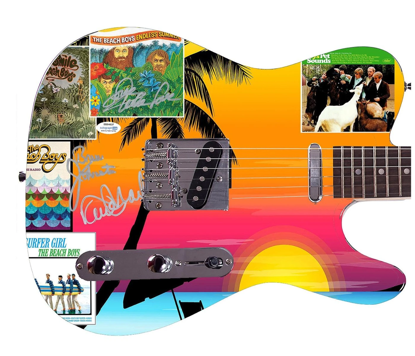 The Beach Boys Johnston Marks Mike Love Autographed Graphics Guitar ACOA Exact Proof Version 1